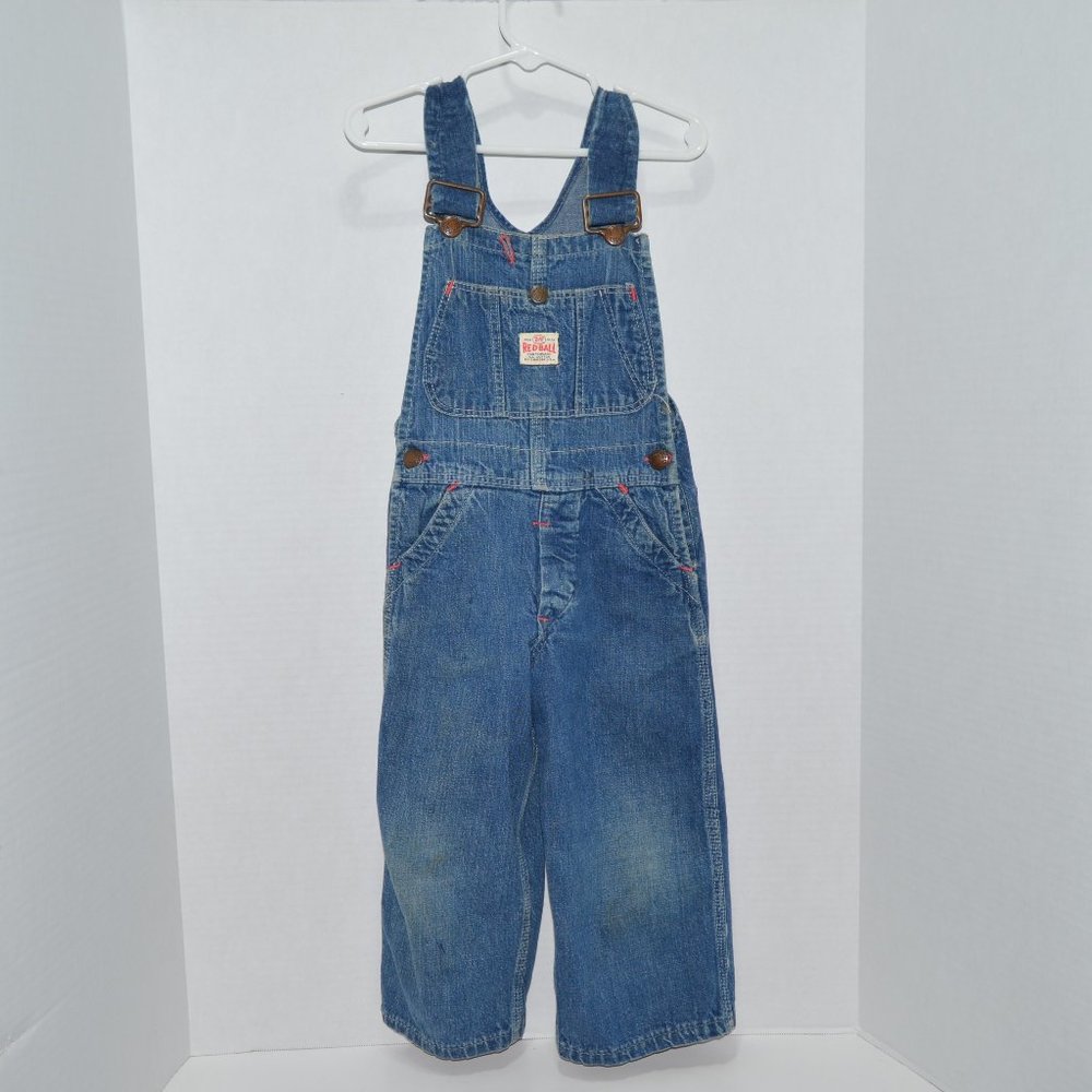 Vintage Ely & Walker (E & W) Red Ball Sanforized Denim Overalls Size 3T-4T